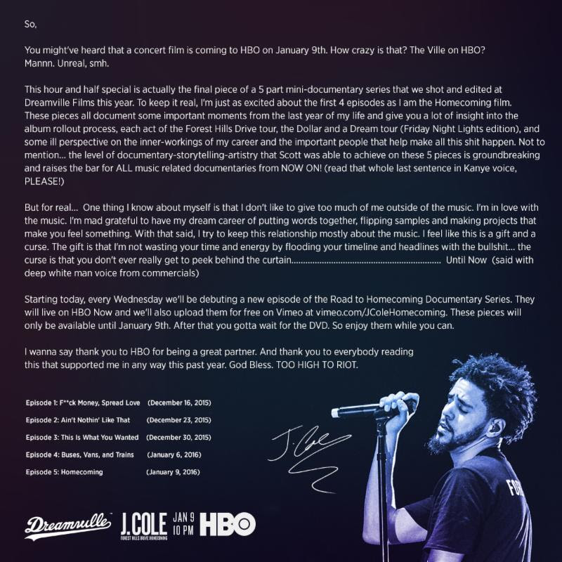 Watch the First Episode of J. Cole's 'Road to Homecoming' Documentary