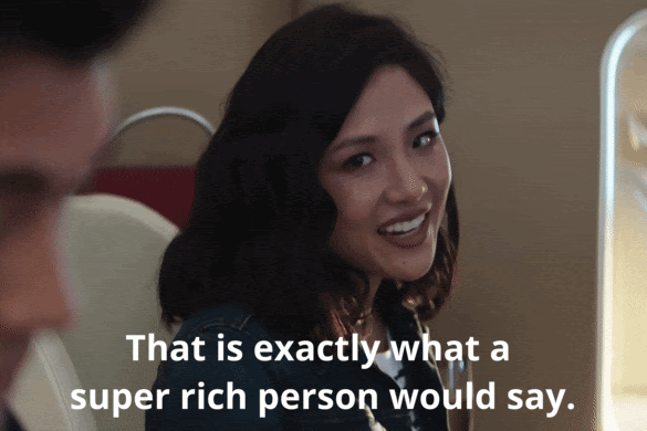 A gif of the protagonist of Crazy rich Asians saying