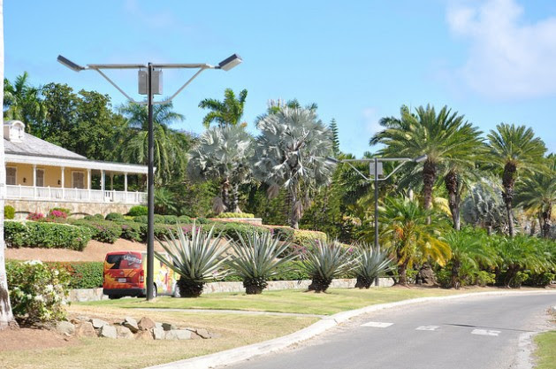 Solar-powered lights have been installed along the road to the VC Bird International Airport in Antigua. Credit: Desmond Brown/IPS