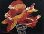 8 x 6 inch oil poppies in bottle - Posted on Thursday, January 15, 2015 by Linda Yurgensen