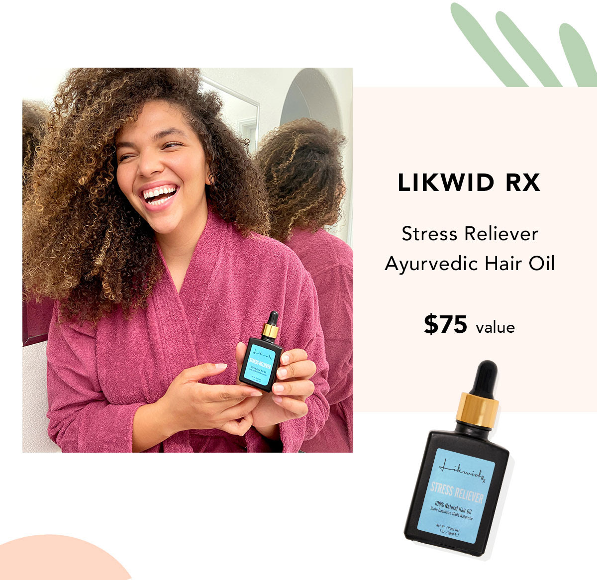 Likwid Rx Stress Reliever Ayurvedic Hair Oil $75 value