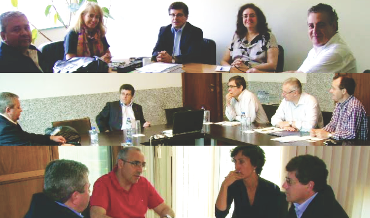 Reitor Roberto Gil em reunião com representantes do ISCAP (acima), da ESE (centro) e da Universidade de Vigo (abaixo)