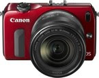  Canon EOS-M Mirrorless Camera (Red, Body with 18 - 55 mm Lens) 