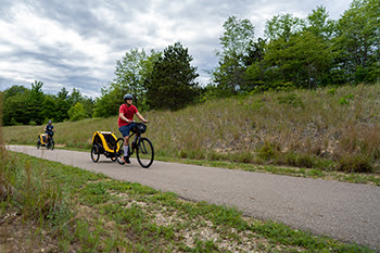 bicyclists on paved trail