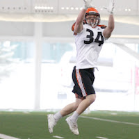 Brennan Van Nistelrooy making a play on the ball during Combine. CFL/Anthony Houle 