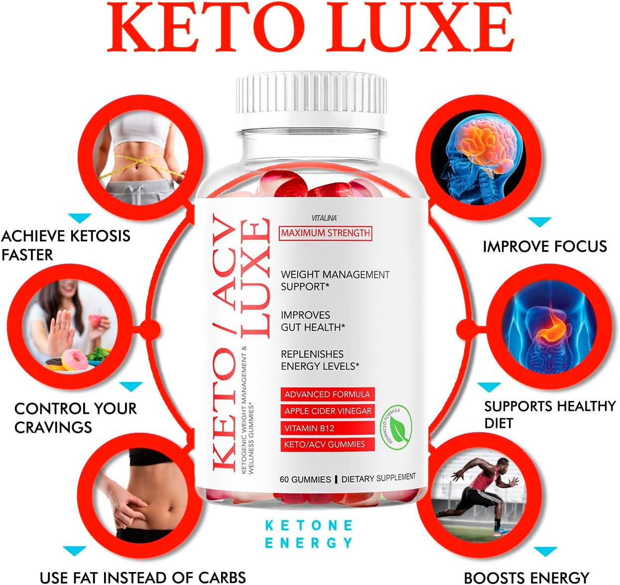 Buy VITALINA (2 Pack) Keto Luxe ACV Gummies, New KetoLuxe Apple Cider  Vinegar Gummies Advanced Formula, LuxKeto Gummys, KetoLuxe, Lux, m,  Reviews, 2 Month Supply 120 Count Online at Lowest Price in