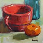 Antique Red Cup and Mandarin Orange - Posted on Sunday, February 22, 2015 by Cathleen Rehfeld