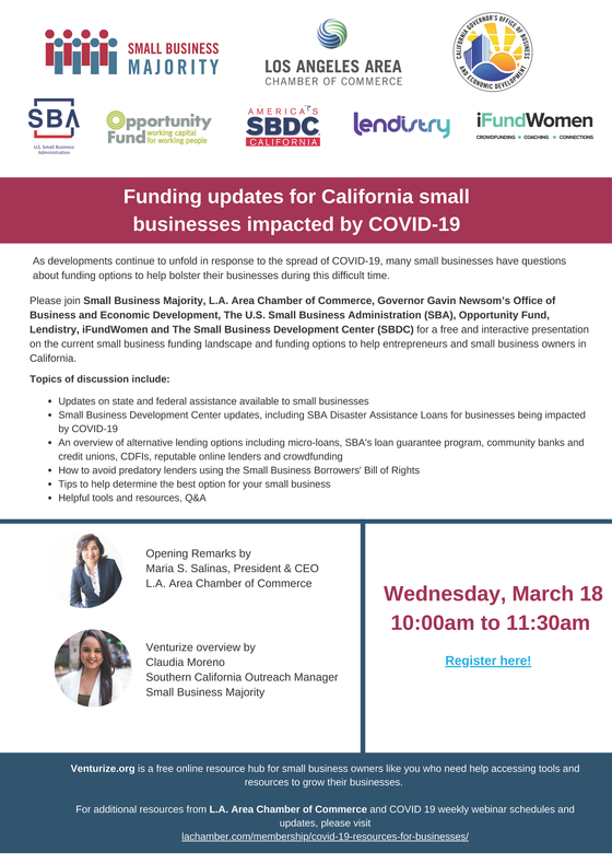 Sign up for webinar on funding for California small businesses