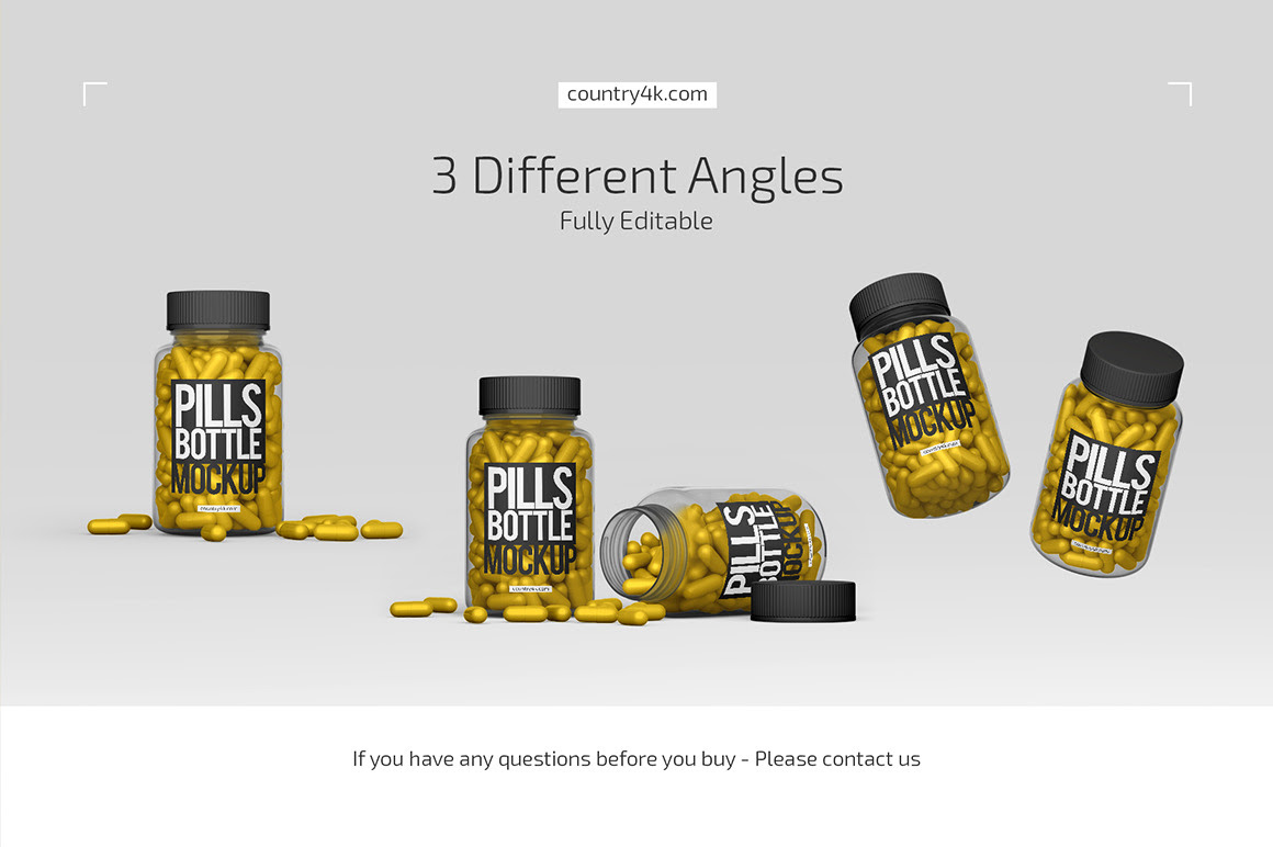 Clear Pills Bottle Mockup Set on Yellow Images Creative Store