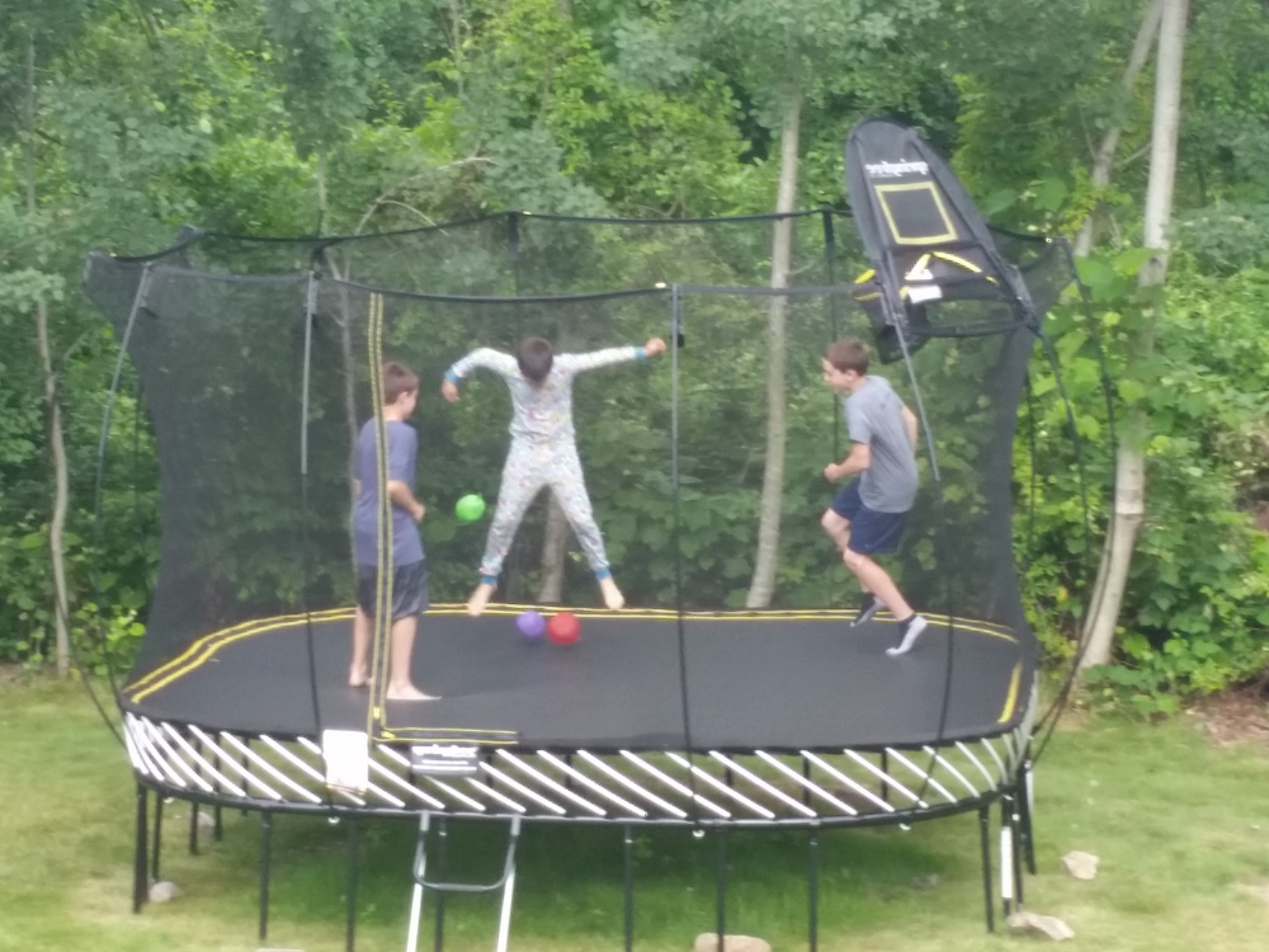 Boys on trampoline