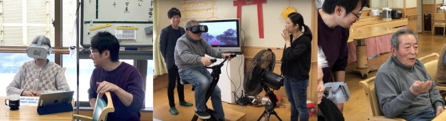 ▲東北福祉会　せんだんの里にて行った回想法リハビリVRのレクリエーションイベントの様子