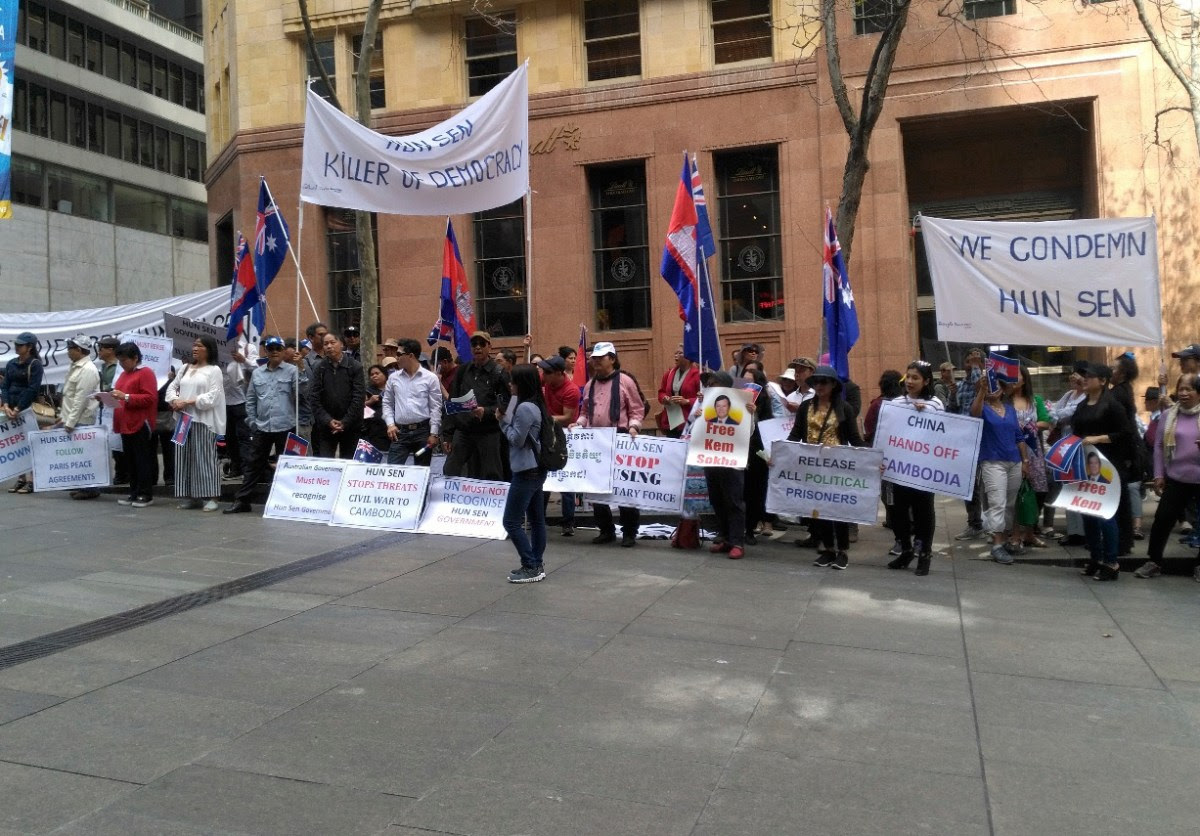 Cambodian-Australians demonstrate in Sydney on September 15, 2018. Photo: Sawathey Ek