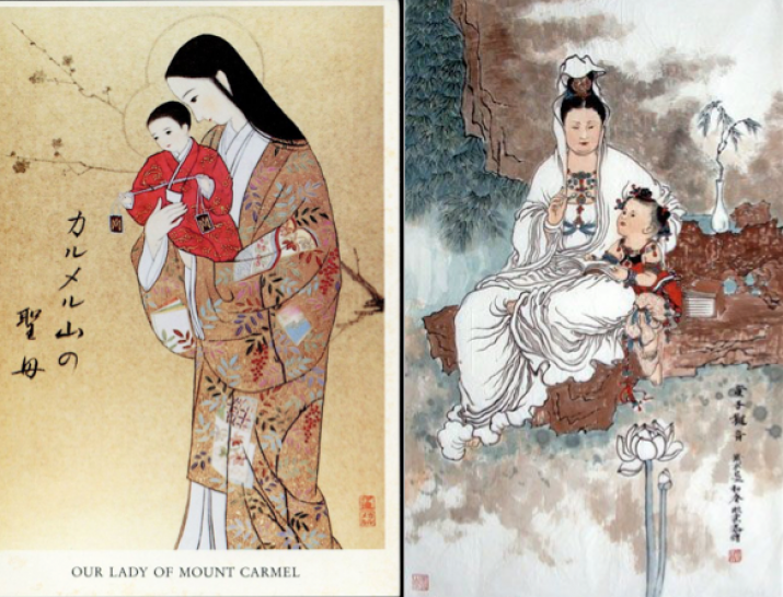 Japanese image of Mary and Jesus and Chinese art of Guan Yin. Image courtesy of Daniel Millet