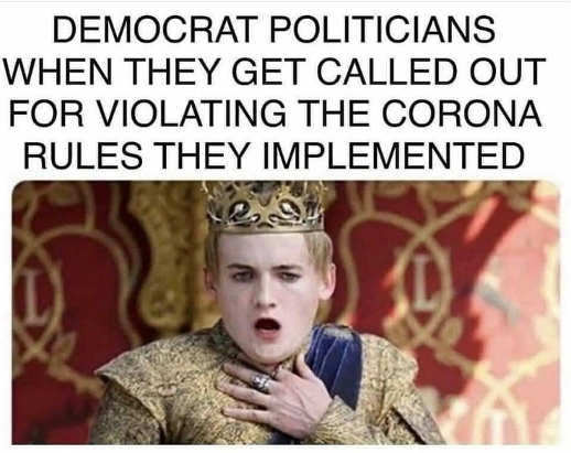 democrats royalty politicians when called out violating corona rules they implemented