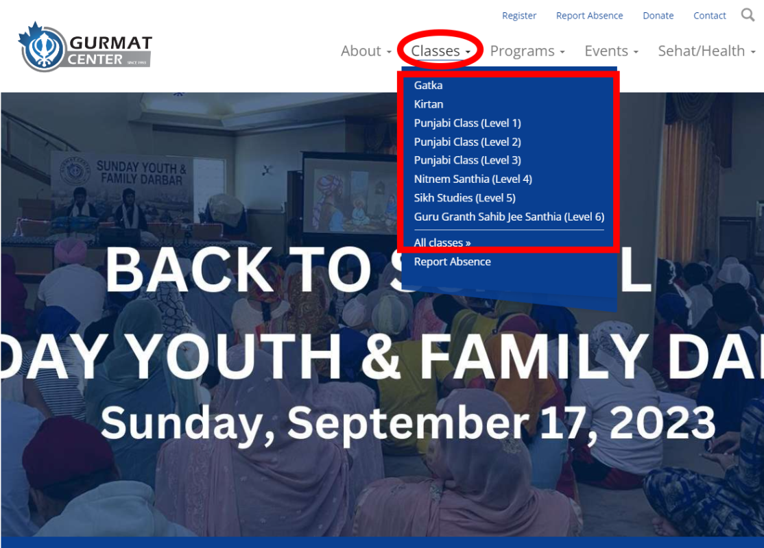 a screenshot of a website with the back to school youth and family barar event