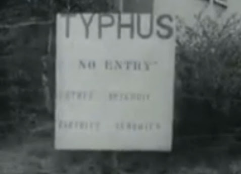 Faked board in English with the claim                             &amp;quot;Typhus&amp;quot; at the concentration camp                             of Bergen-Belsen AFTER the liberation                             (18min. 4sec.)