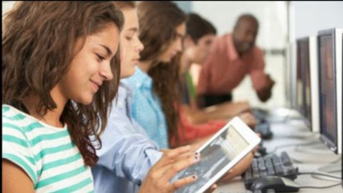 Student using a laptop