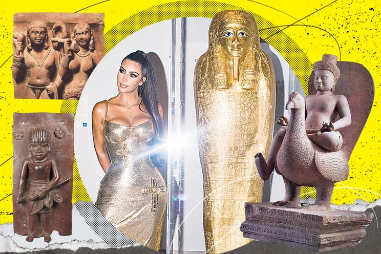 Plundered artifacts including the Coffin of Nedjemankh -- pictured with Kim Kardashian, who posed with it at the Met Gala.