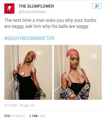 Nigerian blogger shows off her ‘Saggy’ chest