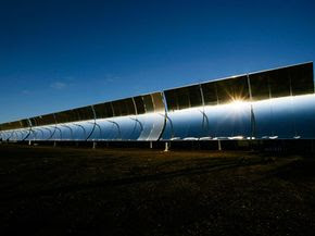 Parabolic troughs, like these used in Colorado, concentrate the sun's energy to great temperatures.