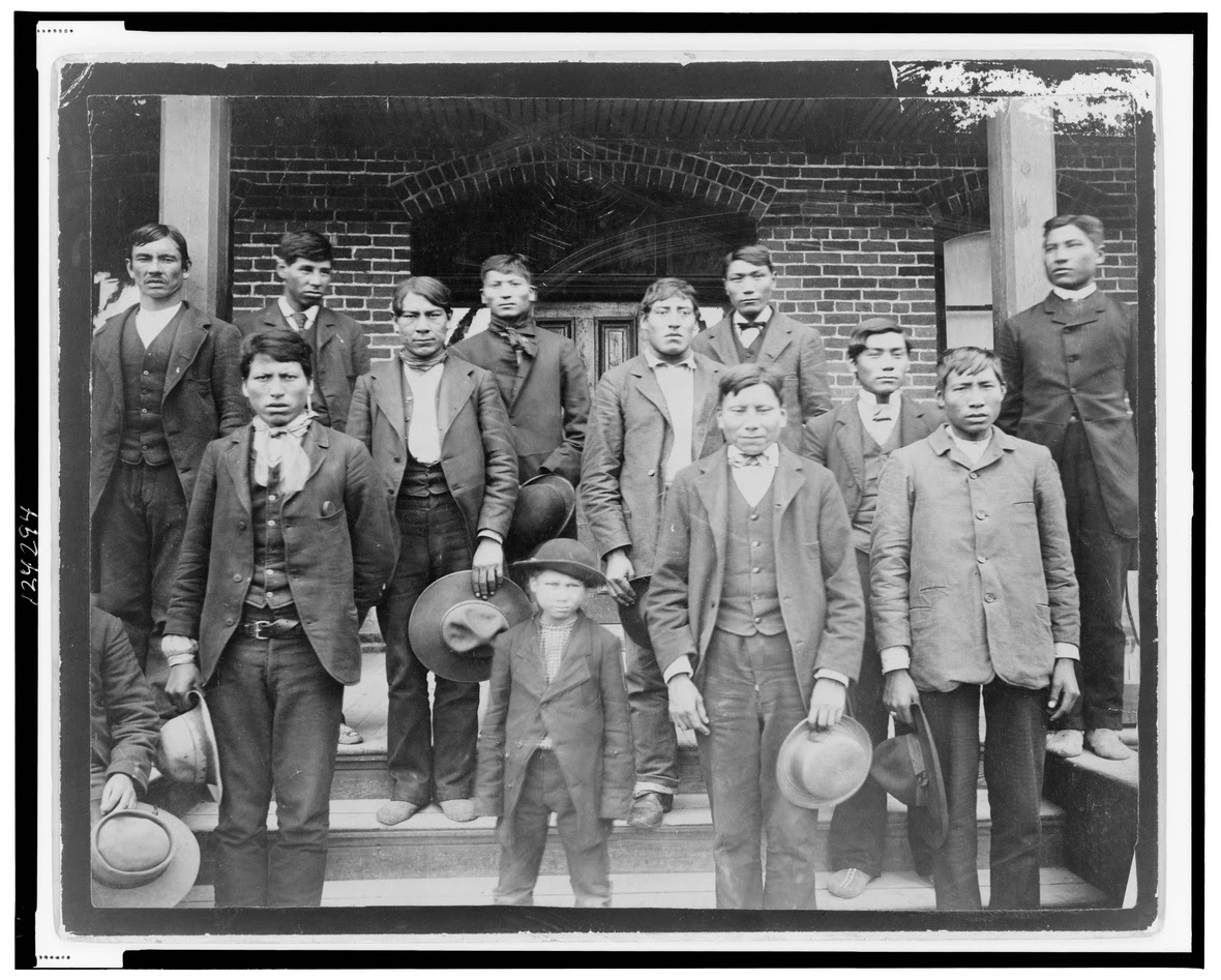 TheRedRoadProject Native Boys pose outside of Carlisle Indian School 1890