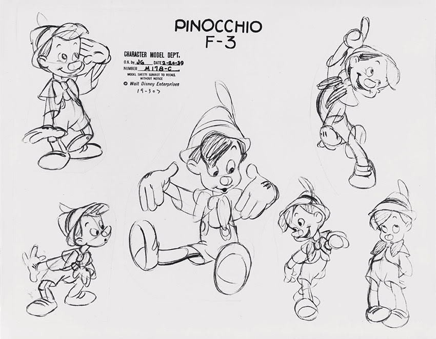 Pinocchio, 1940, Disney Studio Artist, Studio di personaggio, stampa su carta  © Disney 