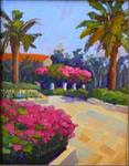 "Towards the Pergola", plein air, 11x14, pink, bougainvillea, Florida gardens, Society fo the Four A - Posted on Friday, April 10, 2015 by Maryanne Jacobsen