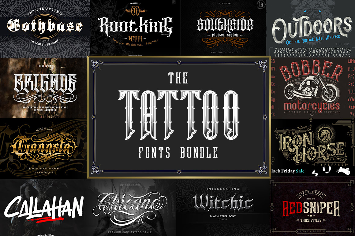 Pixelo Tattoo Fonts Bundle 