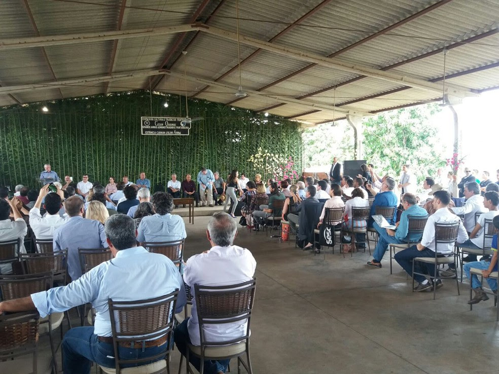 Cerimônia de encerramento do 2º Encontro da Carta Caiman em Miranda, no Pantanal de MS (Foto: Anderson Viegas/G1 MS)