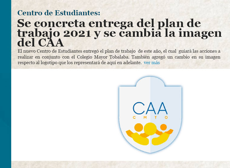 Centro de Estudiantes: Se concreta entrega del plan de trabajo 2021 y se cambia la imagen del CAA