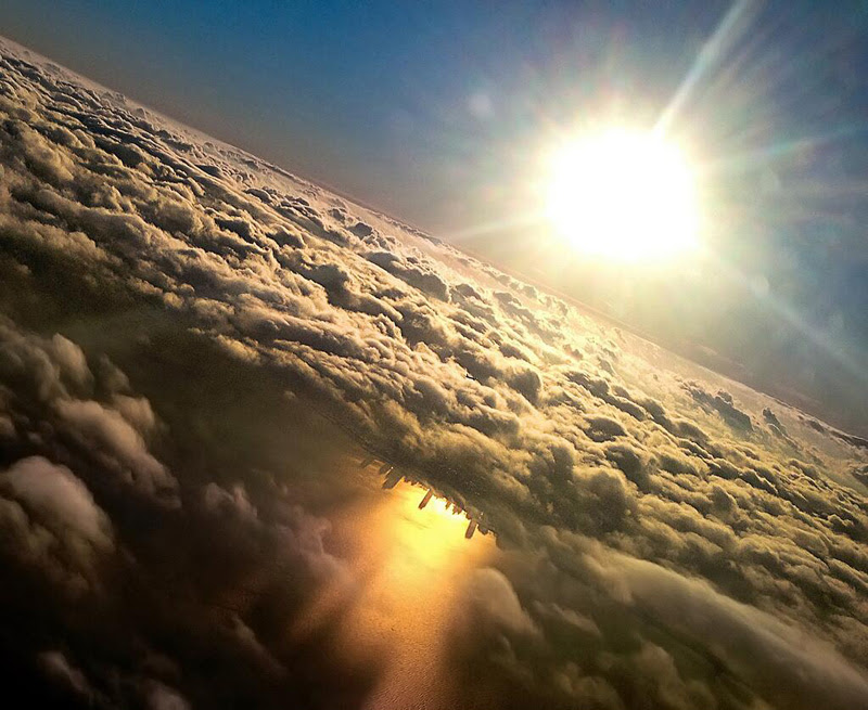 Chicago Reflected in Lake Michigan from an Airplane by Mark Hersch
