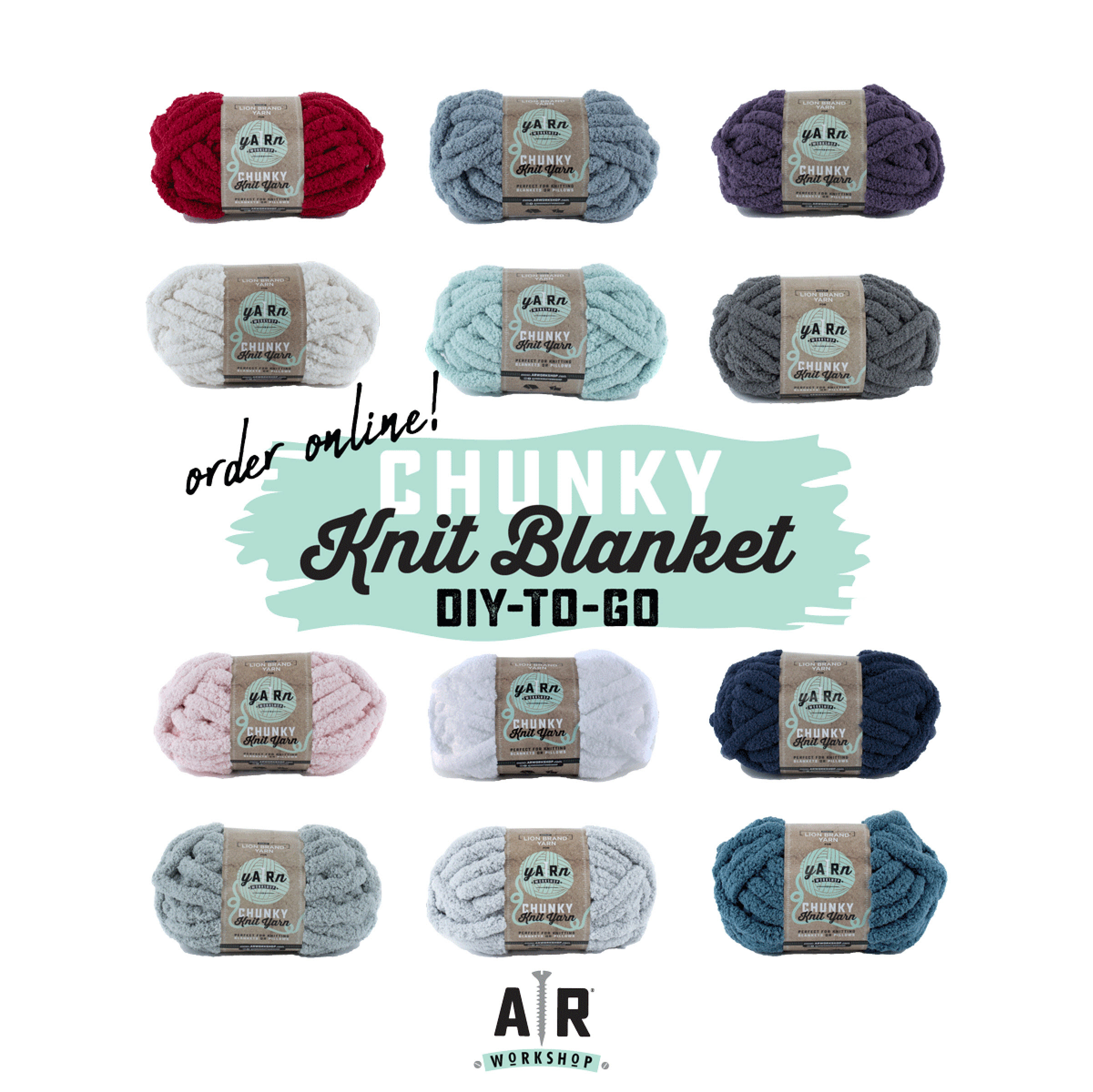 NEW* DIY-To-Go! Chunky Knit Blanket Kit! Kits are limited and only  available while supplies last. Order now, two colors have already sold out!  Chunky, By AR Workshop Rochester