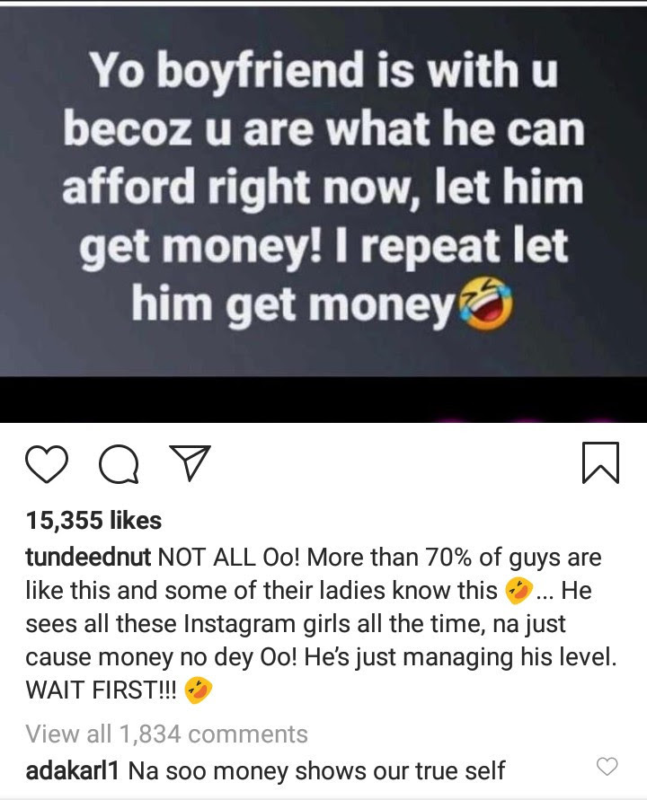 More than 70% of guys are with their current girlfriends because they are poor and can