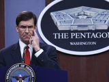 Defense Secretary Mark Esper listens during a news conference with South Korean National Defense Minister Jeong Kyeong-doo at Pentagon in Washington, Monday, Feb. 24, 2020. (AP Photo/Susan Walsh)