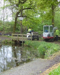 Maintenance work being carried out at a fishery
