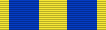 Width-44 yellow ribbon with two width-12 ultramarine blue stripes each distance 4 from the edge