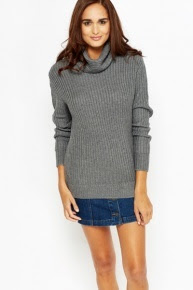 Chunky Knit Oversized Turtle Neck Jumper