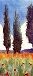 Watercolor: Province Cypress (& Making Prints with a Pasta Machine) - Posted on Tuesday, March 10, 2015 by Belinda Del Pesco