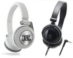 Super Combo: JBL E40 Bluetooth on Ear Headphone (White) &  Audio Technica ATH-SJ11 Portable Street DJ Series Over Ear Headphone 