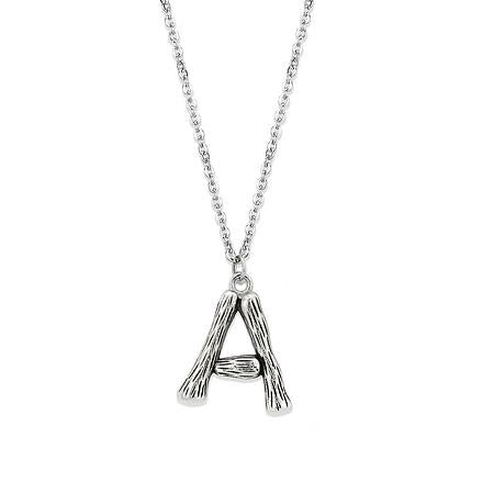 TK3853A High Polished Stainless Steel Chain Initial Pendant - Letter A