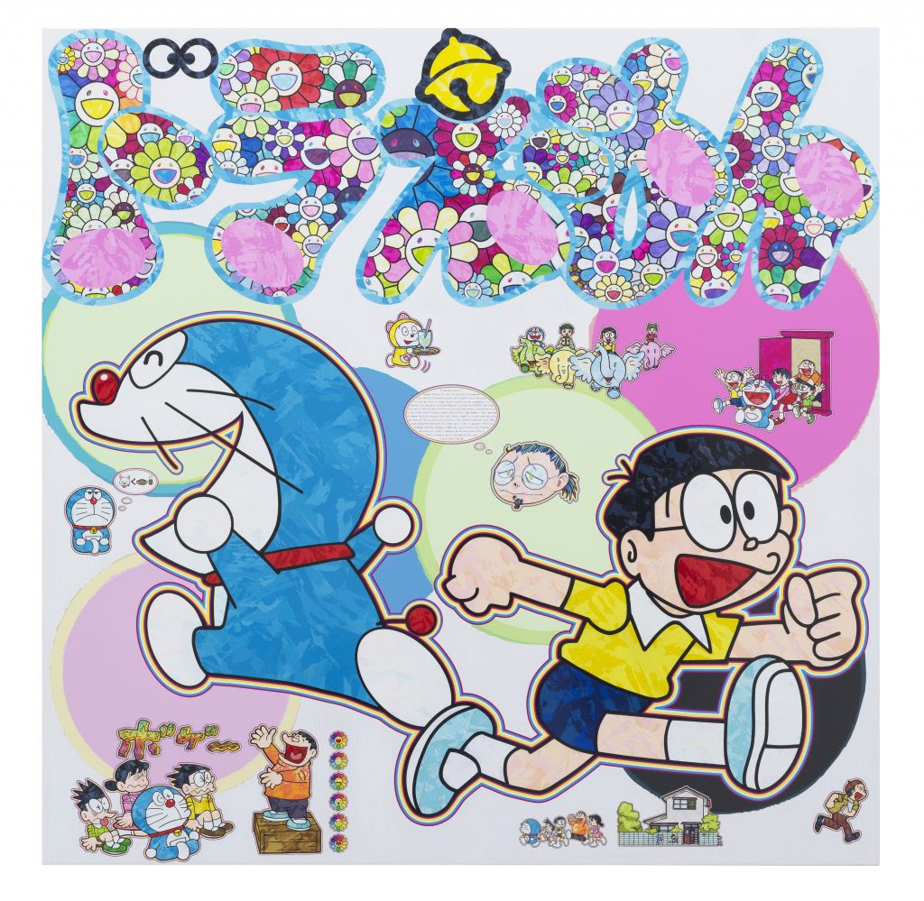 Takashi Murakami's <i>Doraemon’s Story of Coming and Going</i>, (2019-2020). © 2019-2020 Takashi Murakami/Kaikai Kiki Co., Ltd. All Rights Reserved. ©Fujiko-Pro. Courtesy of the artist studio and PERROTIN. Photo: Jens Ziehe, Berlin