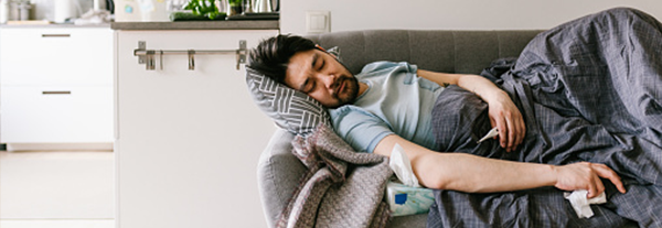 Japanese man staying at home because he has covid-19 symptoms