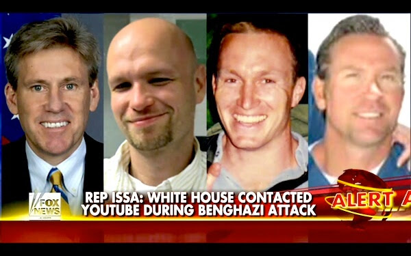 Murdered in the Benghazi attack: (L-R) Ambassador Chris Stevens, Sean Smith, Glen Doherty, and Tyrone Woods.