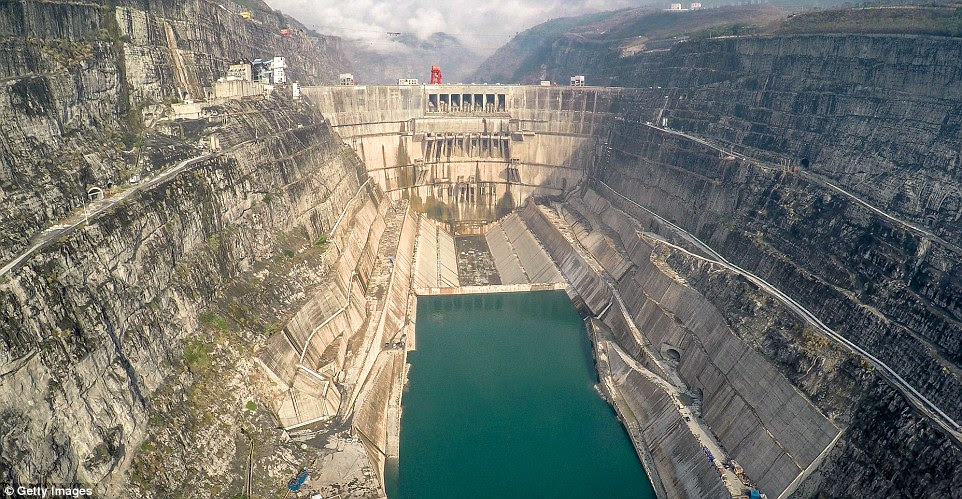 The Xiluodu Hydropower Station in China, which was built with 240 million cubic feet of concrete, spews out a record 164 feet of water per second when it is in full flow