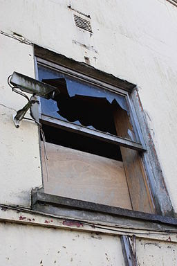 Broken window, Strabane, January 2010