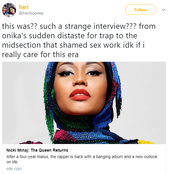 Nicki Minaj dragged over her sex statement in Elle magazine interview