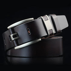 108CM Plain Adjustable Business Alloy Buckle Leather Belt