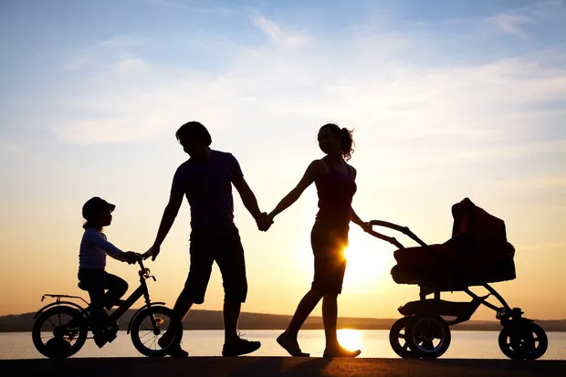 A family taking a walk