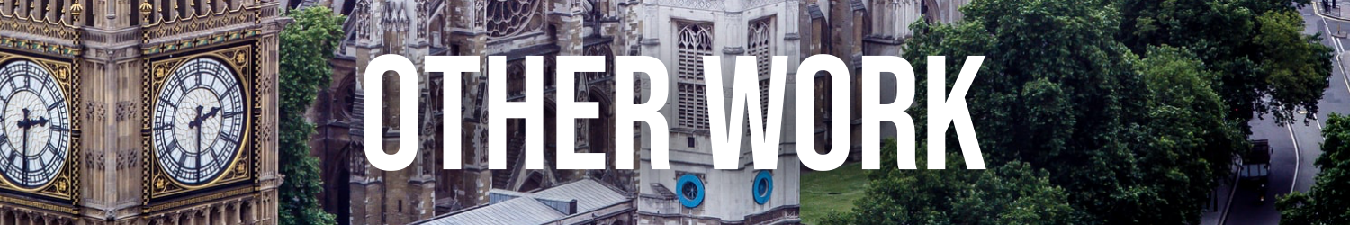 Graphic that reads: 'Other Work'. With photo of Palace of Westminster in background.