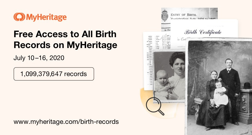Free Access to All Birth Records on MyHeritage